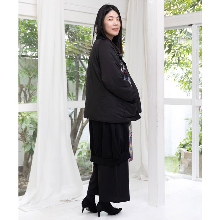 着丈調整可能2way 花刺繍中綿ロングブルゾン[品番：SRSW0000300