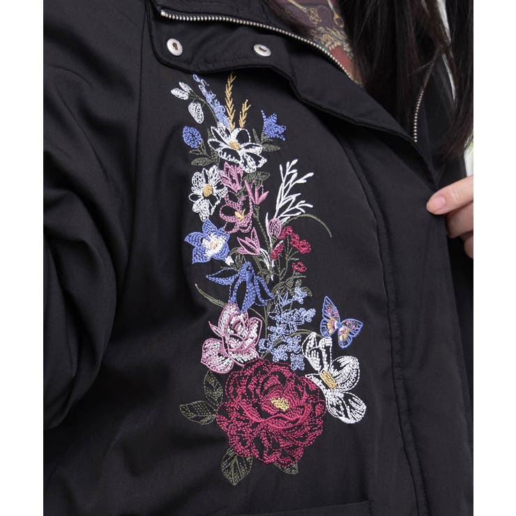着丈調整可能2way 花刺繍中綿ロングブルゾン[品番：SRSW0000300 