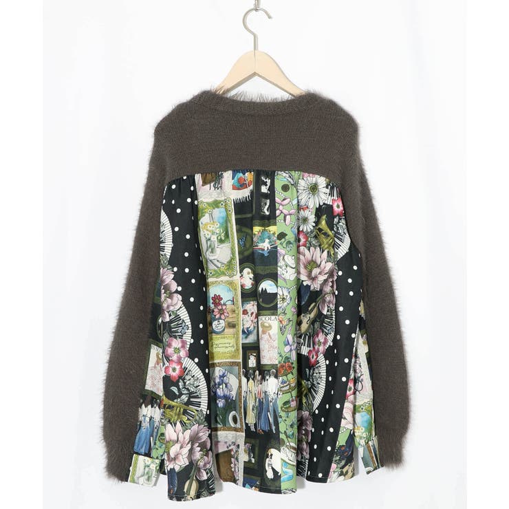 芸術と音楽と花のコラージュ柄ロングカーディガン | ScoLar | 詳細画像9 
