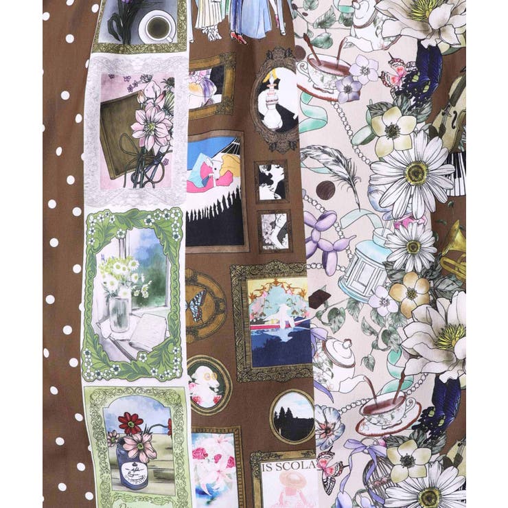 芸術と音楽と花のコラージュ柄ロングカーディガン | ScoLar | 詳細画像12 