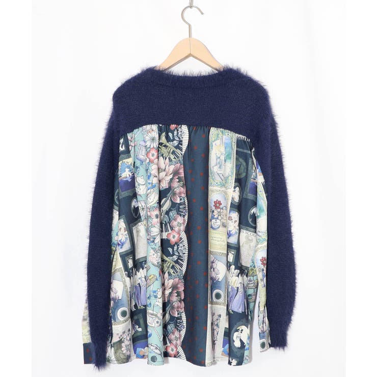 芸術と音楽と花のコラージュ柄ロングカーディガン | ScoLar | 詳細画像13 