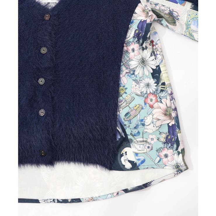 芸術と音楽と花のコラージュ柄ロングカーディガン | ScoLar | 詳細画像17 