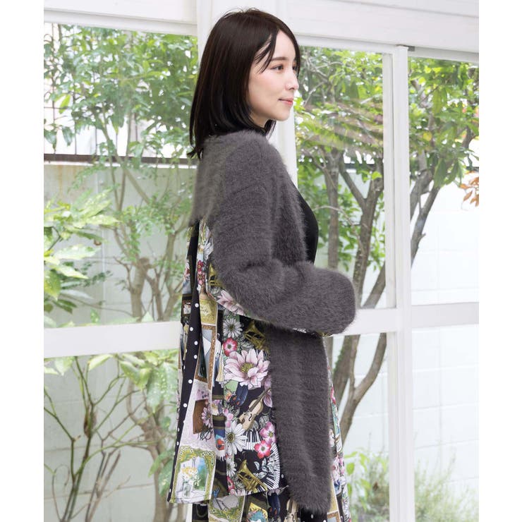 芸術と音楽と花のコラージュ柄ロングカーディガン | ScoLar | 詳細画像5 