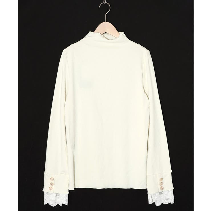 オフホワイト | 起毛テレコ×レース袖 ニットロンT | ScoLar