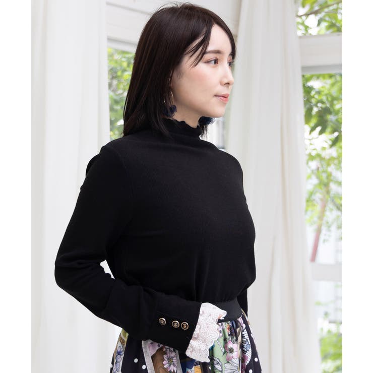 起毛テレコ×レース袖 ニットロンT | ScoLar | 詳細画像2 