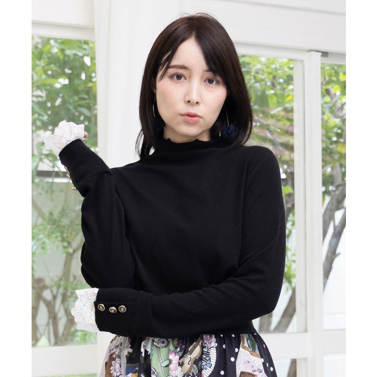 起毛テレコ×レース袖 ニットロンT | ScoLar | 詳細画像4 