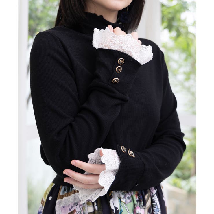 起毛テレコ×レース袖 ニットロンT | ScoLar | 詳細画像5 