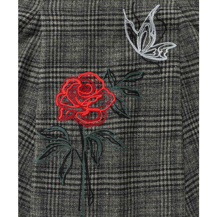 バラ×蝶刺繍起毛 チェックマーメイドスカート | ScoLar | 詳細画像8 