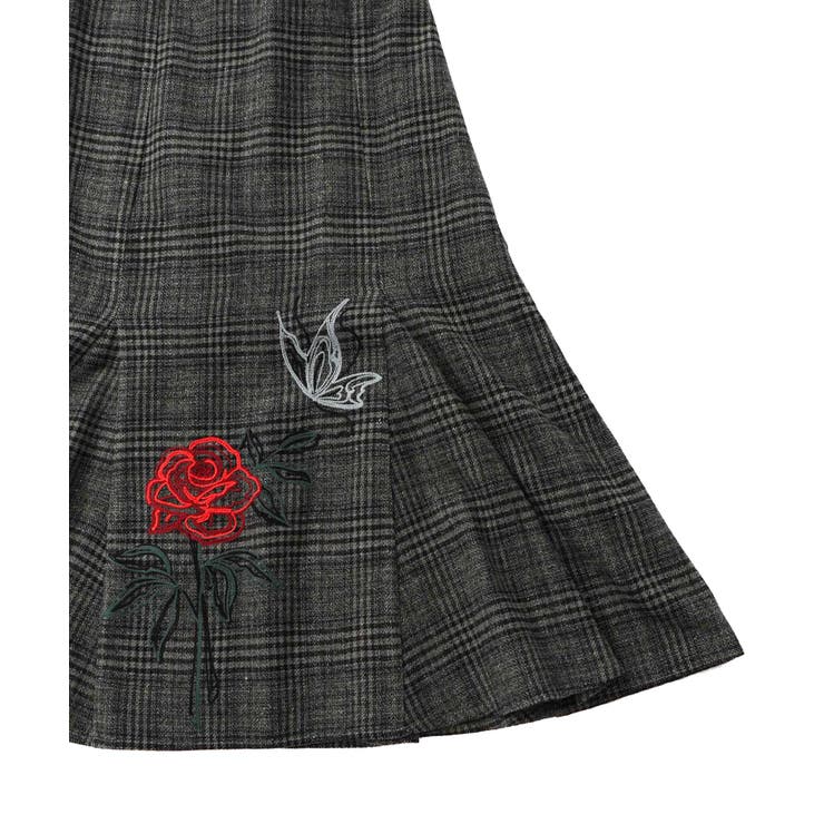 バラ×蝶刺繍起毛 チェックマーメイドスカート | ScoLar | 詳細画像11 