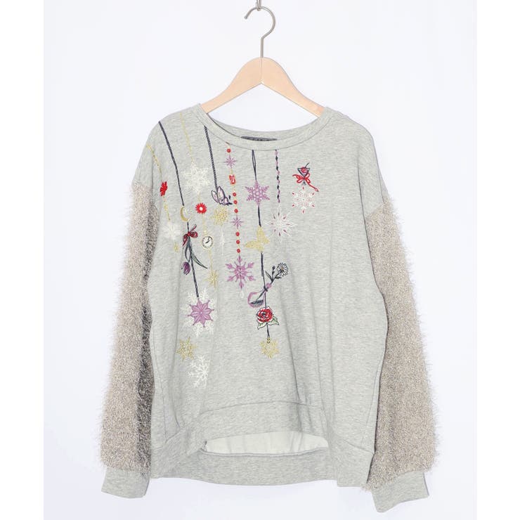 雪の結晶ガーランド刺繍裏毛×ラメフェザーニット | ScoLar | 詳細画像17 