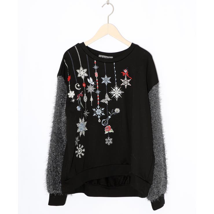 雪の結晶ガーランド刺繍裏毛×ラメフェザーニット | ScoLar | 詳細画像19 