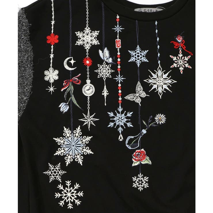 雪の結晶ガーランド刺繍裏毛×ラメフェザーニット | ScoLar | 詳細画像20 