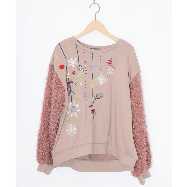 雪の結晶ガーランド刺繍裏毛×ラメフェザーニット | ScoLar | 詳細画像21 