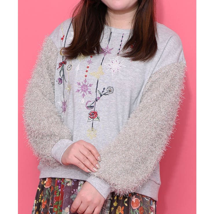 雪の結晶ガーランド刺繍裏毛×ラメフェザーニット | ScoLar | 詳細画像10 