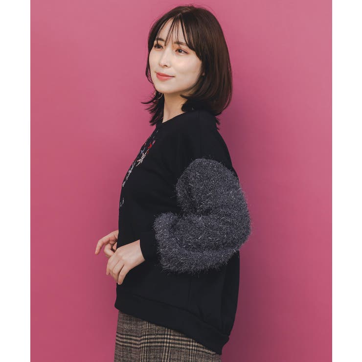 雪の結晶ガーランド刺繍裏毛×ラメフェザーニット | ScoLar | 詳細画像3 