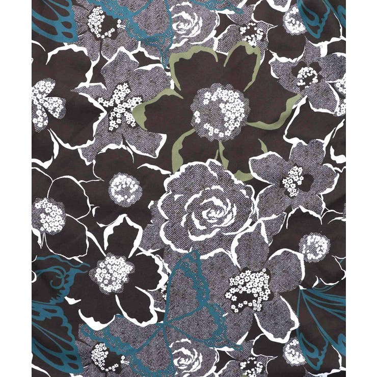 花柄ヘリンボーン×裏毛×布帛 異素材切替ワンピース | ScoLar | 詳細画像10 