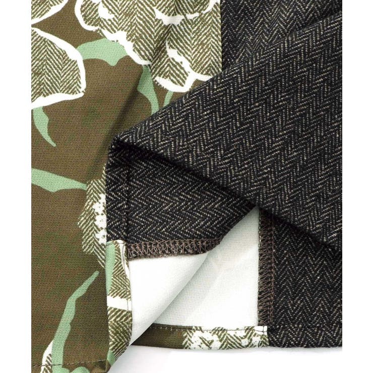 花柄ヘリンボーン×裏毛×布帛 異素材切替ワンピース | ScoLar | 詳細画像16 