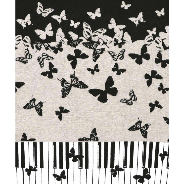 ピアノ×蝶柄バイカラーニットプルオーバー | ScoLar | 詳細画像10 