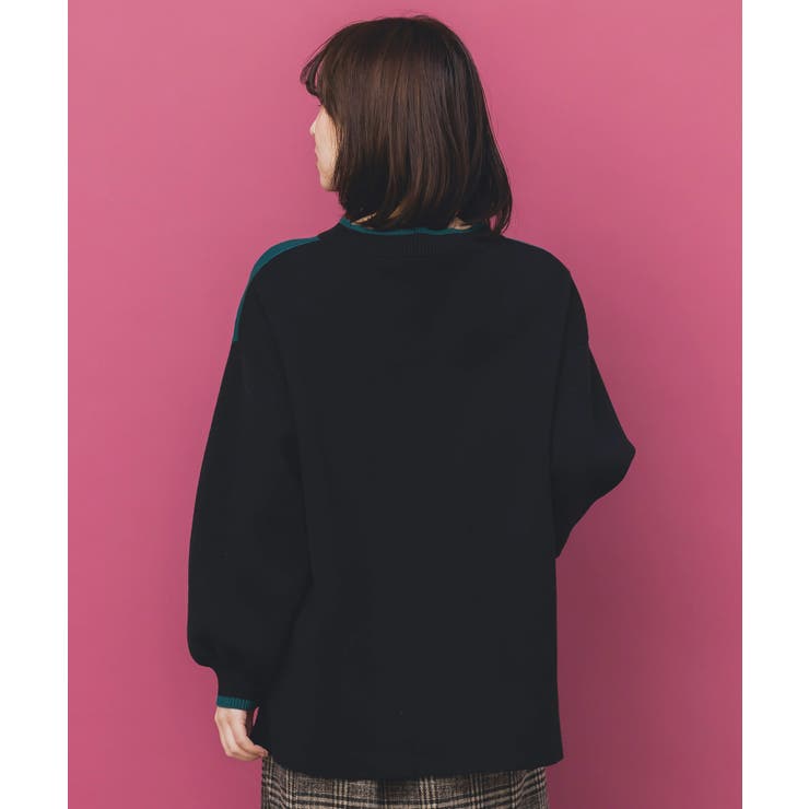 ピアノ×蝶柄バイカラーニットプルオーバー | ScoLar | 詳細画像4 