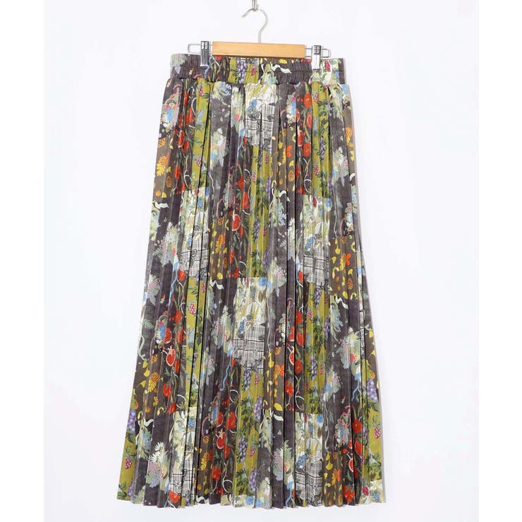 豊穣と繁栄柄スウェードポンチプリーツスカート | ScoLar | 詳細画像15 