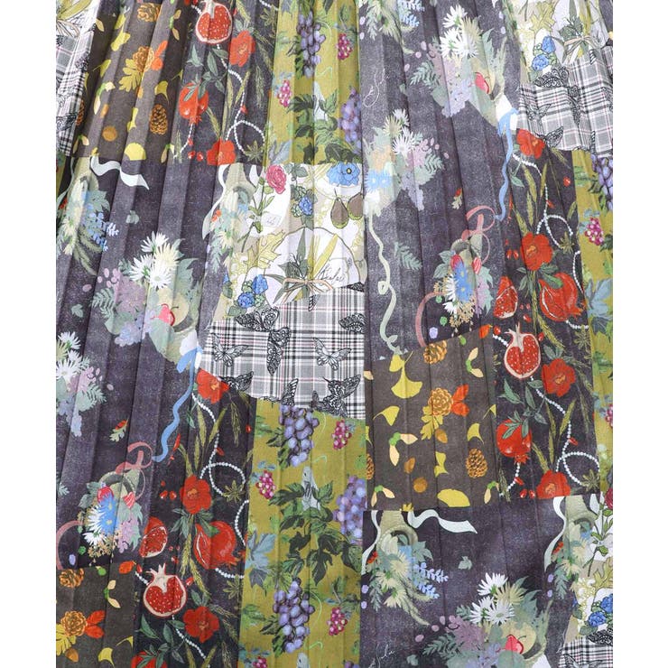 豊穣と繁栄柄スウェードポンチプリーツスカート | ScoLar | 詳細画像16 