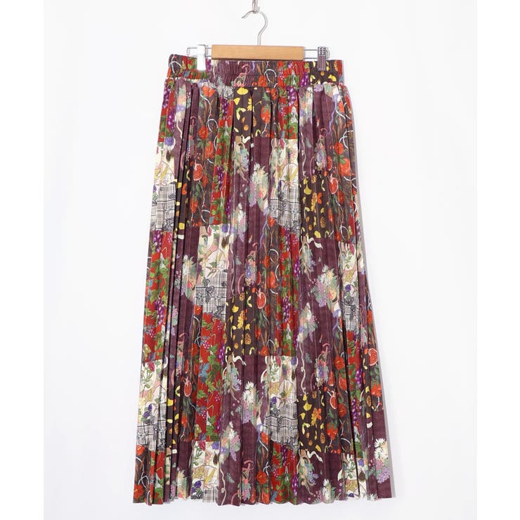 豊穣と繁栄柄スウェードポンチプリーツスカート | ScoLar | 詳細画像17 