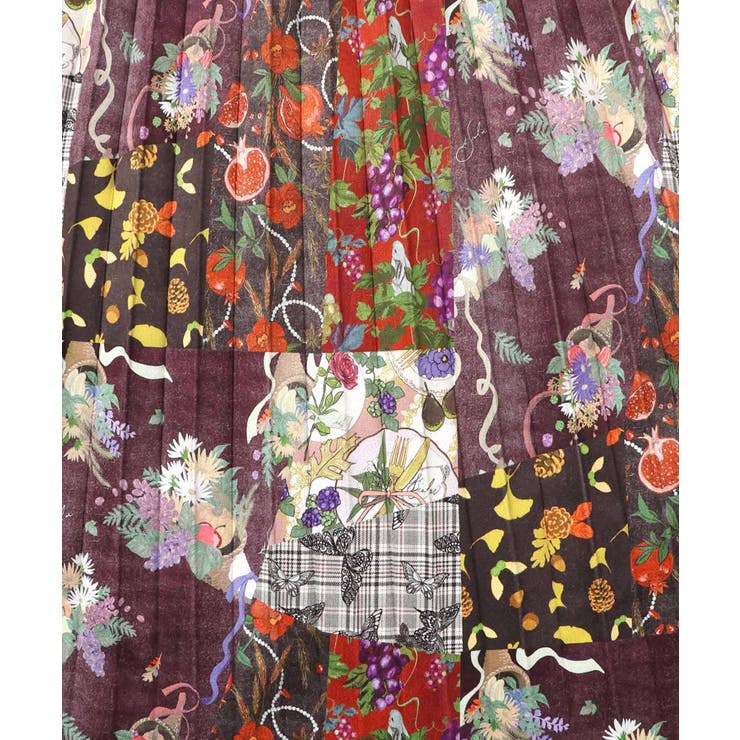 豊穣と繁栄柄スウェードポンチプリーツスカート | ScoLar | 詳細画像18 