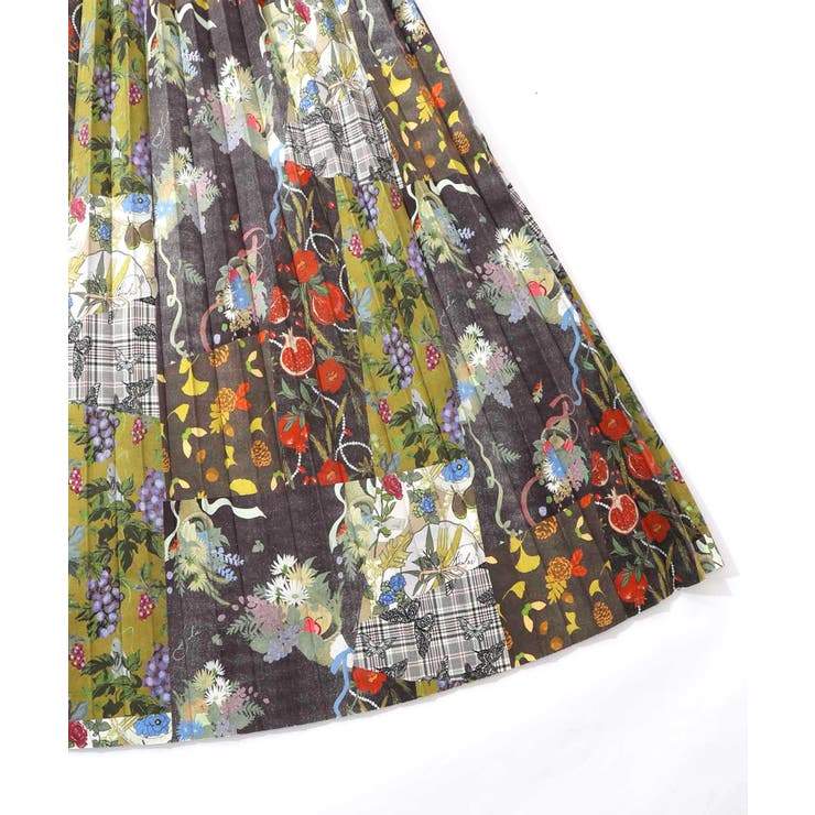 豊穣と繁栄柄スウェードポンチプリーツスカート | ScoLar | 詳細画像20 