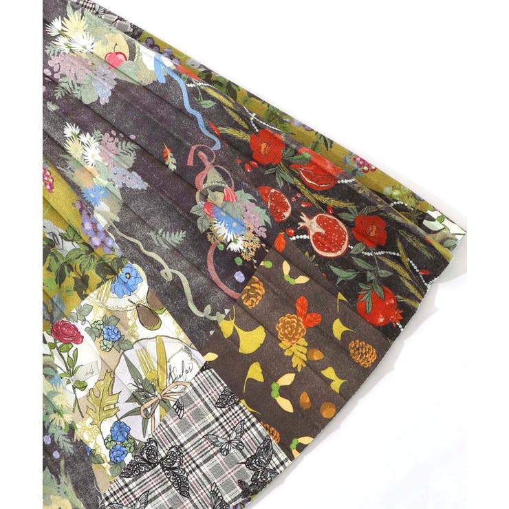 豊穣と繁栄柄スウェードポンチプリーツスカート | ScoLar | 詳細画像21 