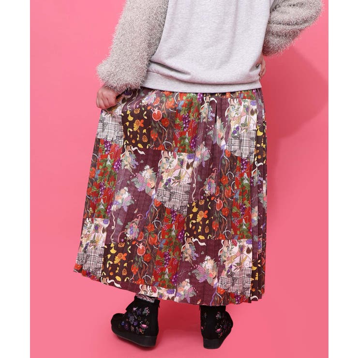 豊穣と繁栄柄スウェードポンチプリーツスカート | ScoLar | 詳細画像13 