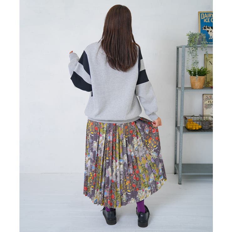 豊穣と繁栄柄スウェードポンチプリーツスカート | ScoLar | 詳細画像3 