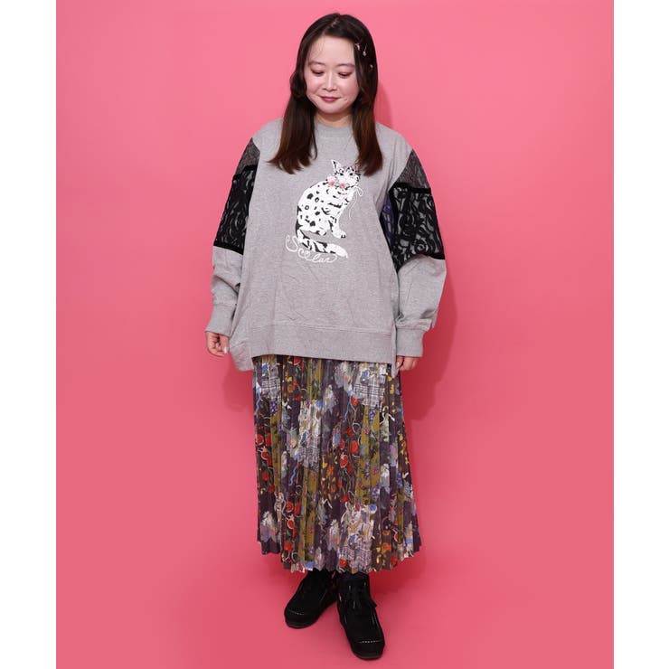 豊穣と繁栄柄スウェードポンチプリーツスカート | ScoLar | 詳細画像6 