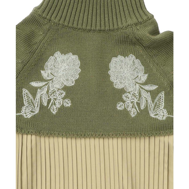 花刺繍ニット×プリーツ異素材切替プルオーバー | ScoLar | 詳細画像11 