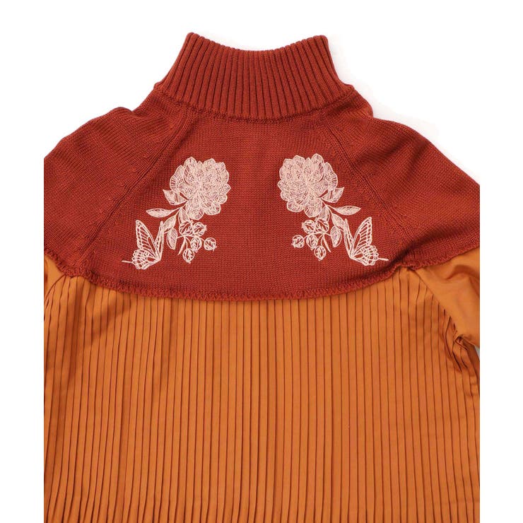 花刺繍ニット×プリーツ異素材切替プルオーバー | ScoLar | 詳細画像13 