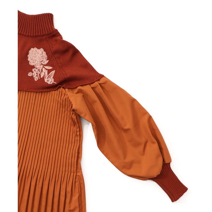 花刺繍ニット×プリーツ異素材切替プルオーバー | ScoLar | 詳細画像14 