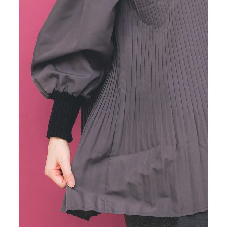 花刺繍ニット×プリーツ異素材切替プルオーバー | ScoLar | 詳細画像8 