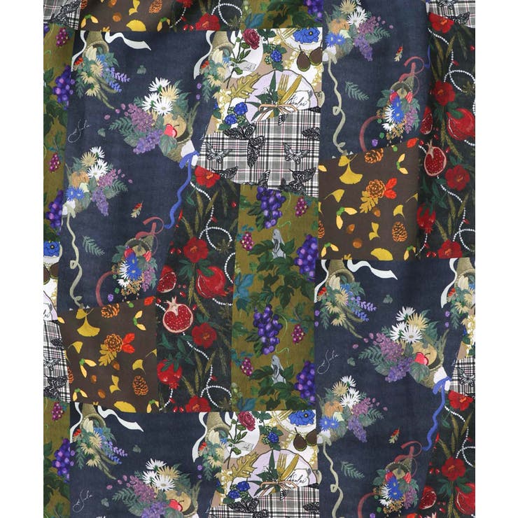 花蝶柄×無地リメイク風 異素材切替プルオーバー | ScoLar | 詳細画像11 