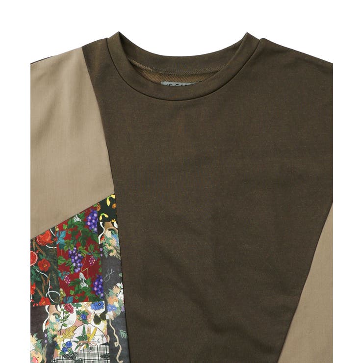 花蝶柄×無地リメイク風 異素材切替プルオーバー | ScoLar | 詳細画像14 