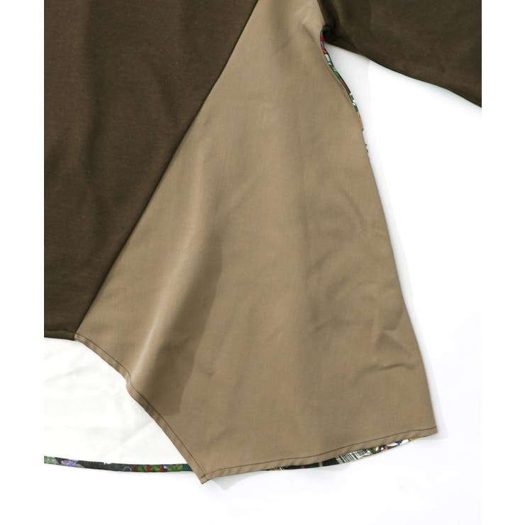 花蝶柄×無地リメイク風 異素材切替プルオーバー | ScoLar | 詳細画像16 