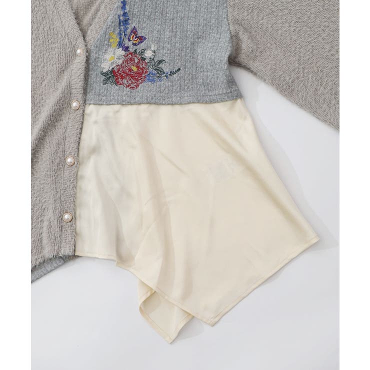 3素材ミックス花×蝶刺繍カーディガン | ScoLar | 詳細画像13 