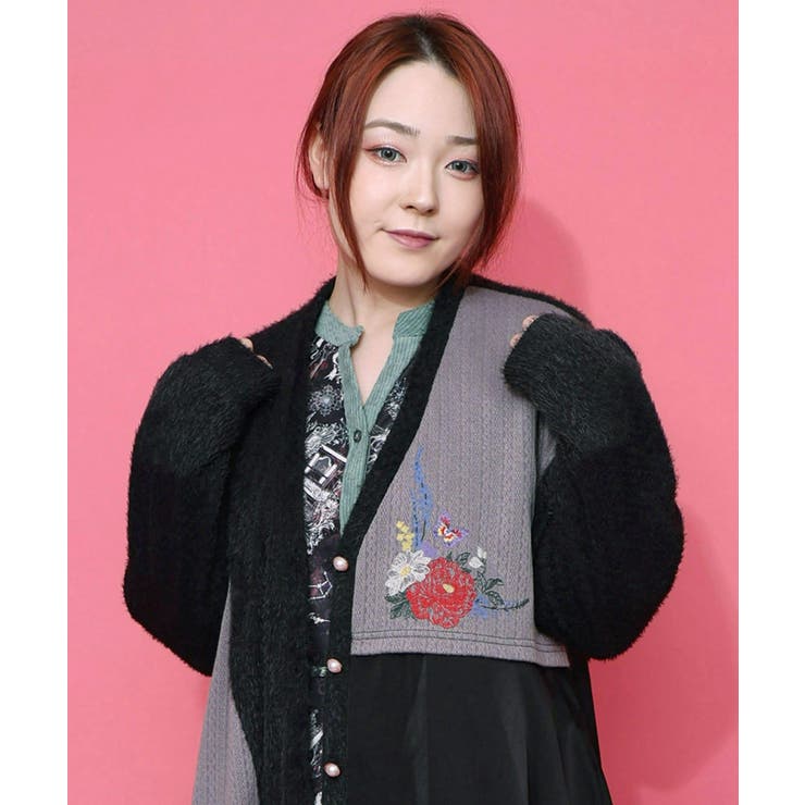 3素材ミックス花×蝶刺繍カーディガン | ScoLar | 詳細画像6 
