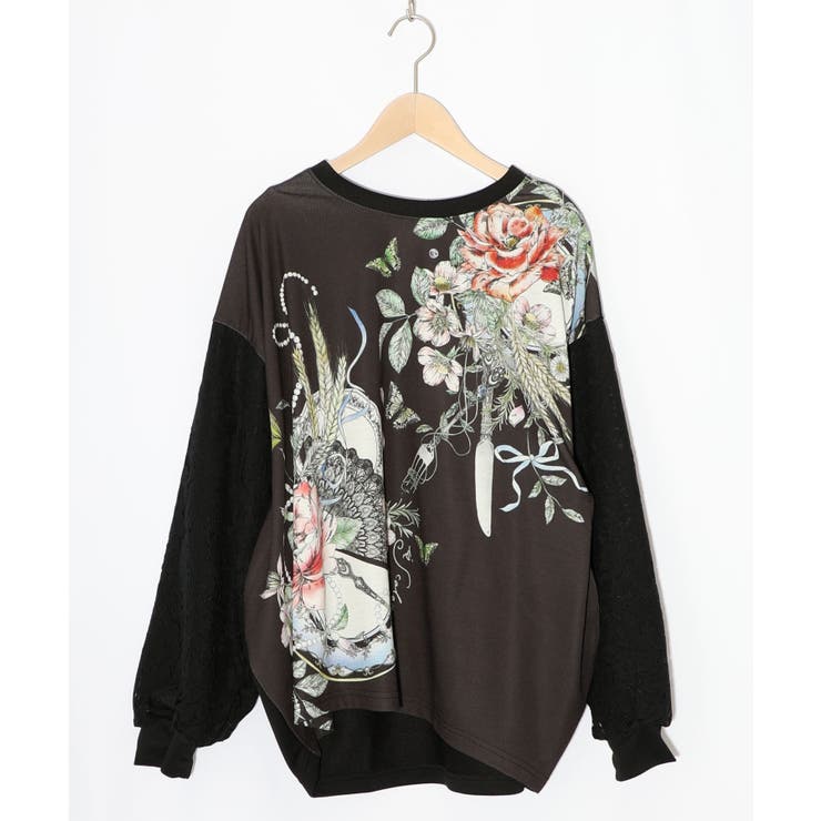 花蝶裏毛×レース切替プルオーバー | ScoLar | 詳細画像9 