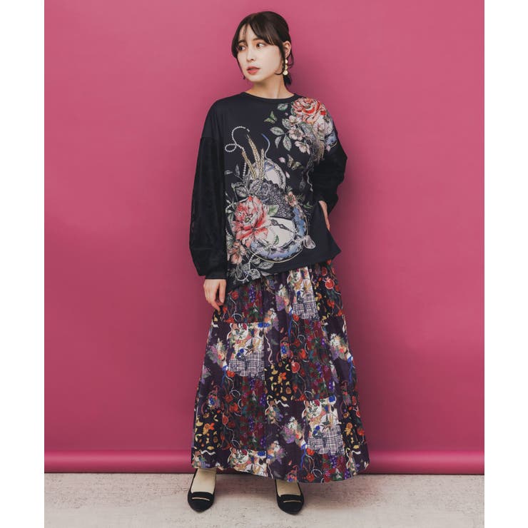 花蝶裏毛×レース切替プルオーバー | ScoLar | 詳細画像2 