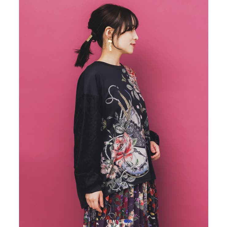 花蝶裏毛×レース切替プルオーバー | ScoLar | 詳細画像3 