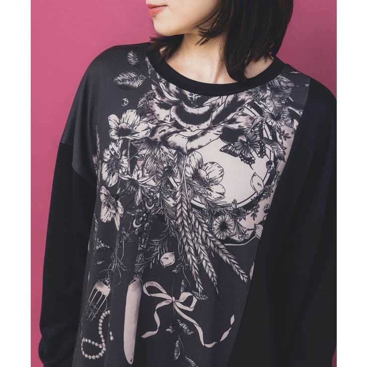 花柄×無地バイカラー裏毛ワンピース | ScoLar | 詳細画像5 