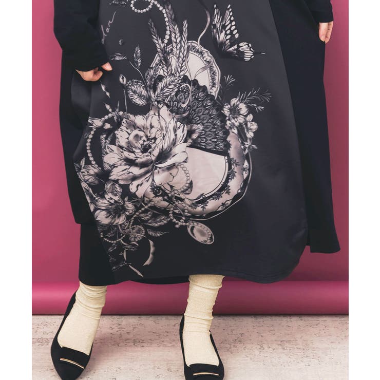 花柄×無地バイカラー裏毛ワンピース | ScoLar | 詳細画像6 