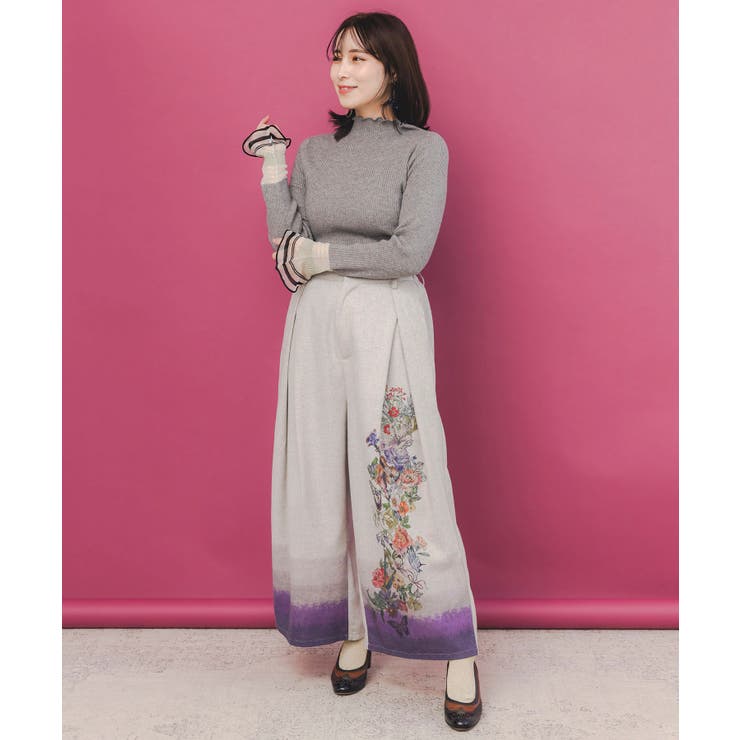 花柄裾グラデラメツイード×裏地パンツ | ScoLar | 詳細画像1 