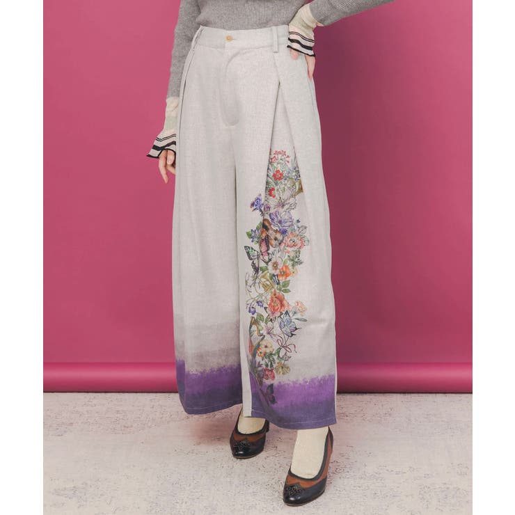 花柄裾グラデラメツイード×裏地パンツ | ScoLar | 詳細画像2 