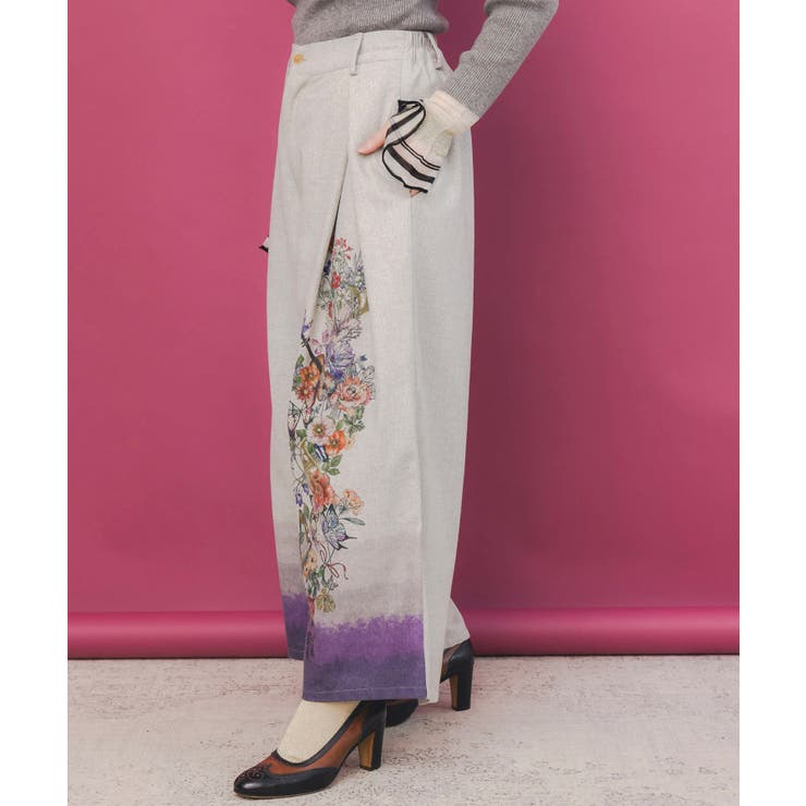 花柄裾グラデラメツイード×裏地パンツ | ScoLar | 詳細画像3 