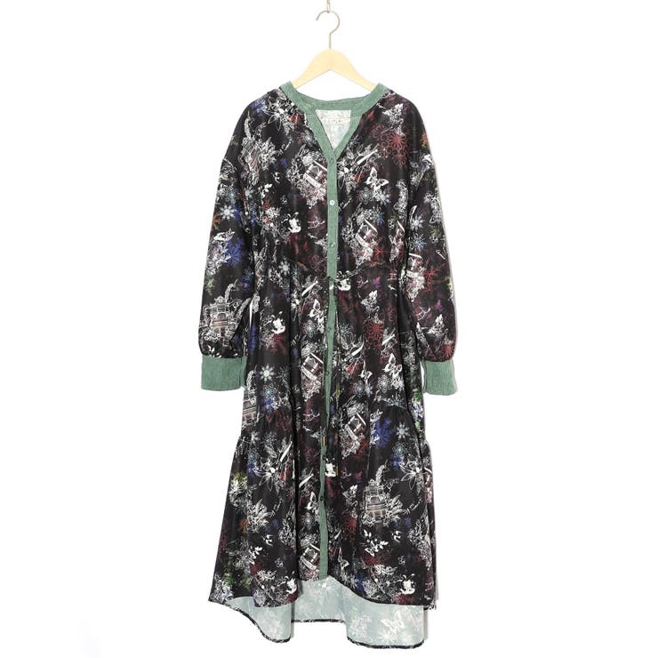 星座・楽器・雪の結晶柄 布帛×コーデュロイワンピース | ScoLar | 詳細画像17 